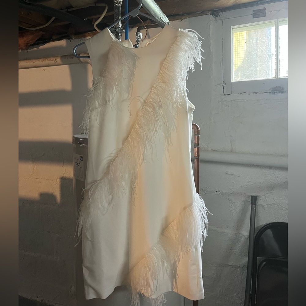 Hutch White Feathered Dress - Picture 6 of 7